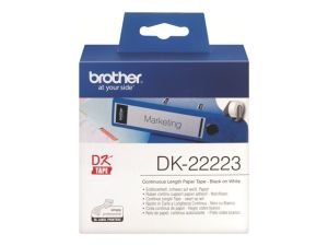 Brother DK-22223 Etiquetas de papel contínuo preto em branco. Rolo - 5 cm x 30,5 m