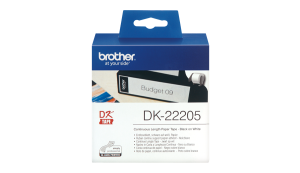 Rolo de papel BROTHER, contínuo autocolante (branco),  DK22205