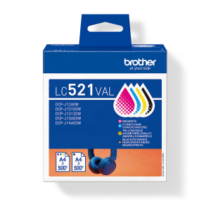 Pack de 4 tinteiros Brother LC521VAL